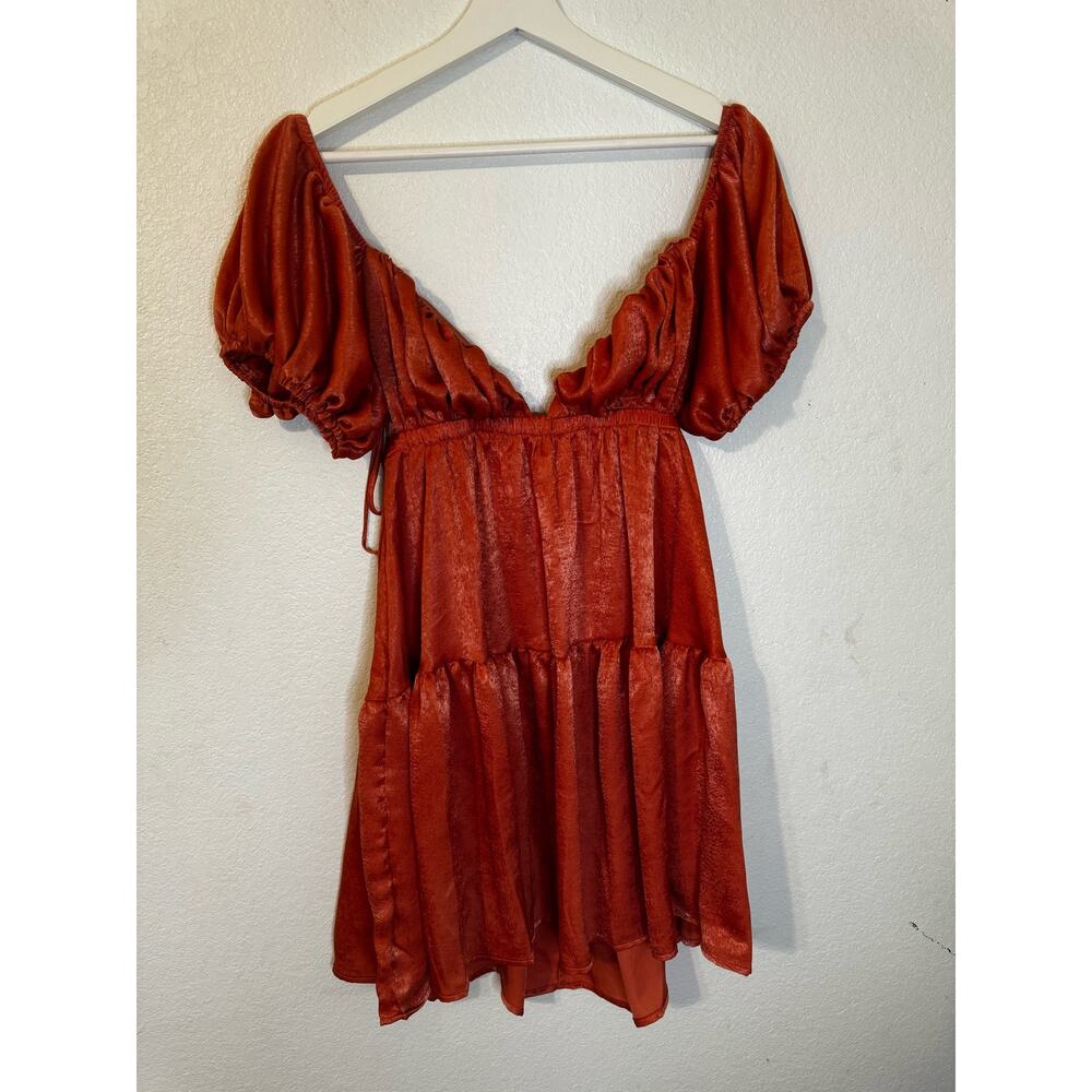 Shein Dress Orangeโ Coral Size Small Low Cut with Open Back